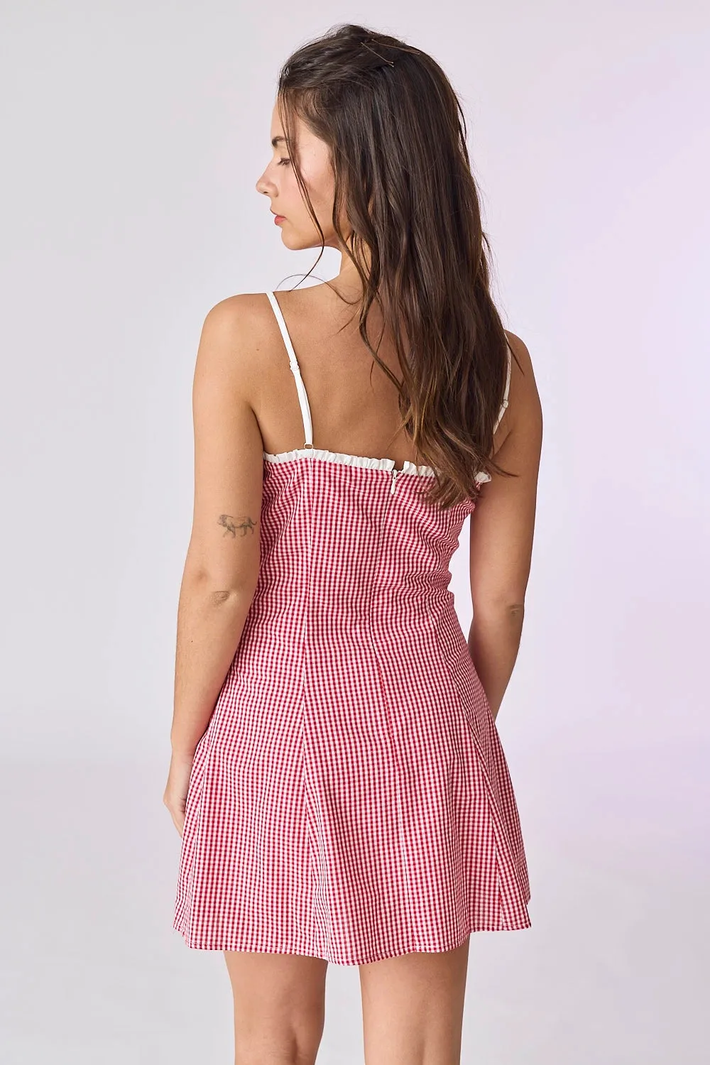 Chloe Gingham Mini Dress - Red sold by Maude product image thumbnail 3