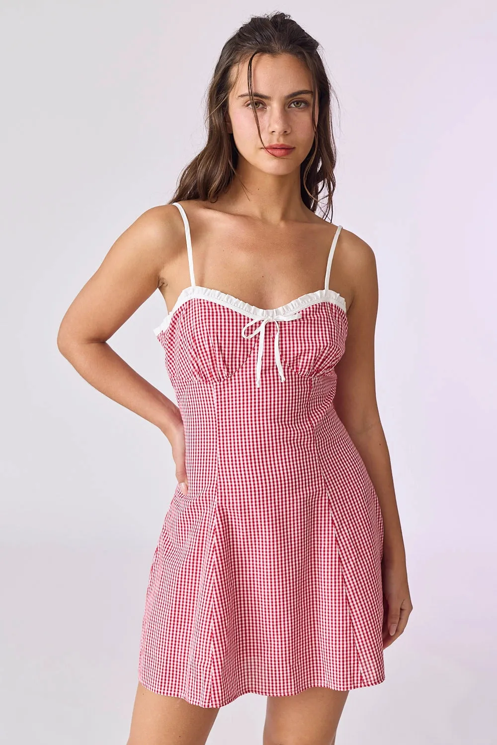 Chloe Gingham Mini Dress - Red sold by Maude