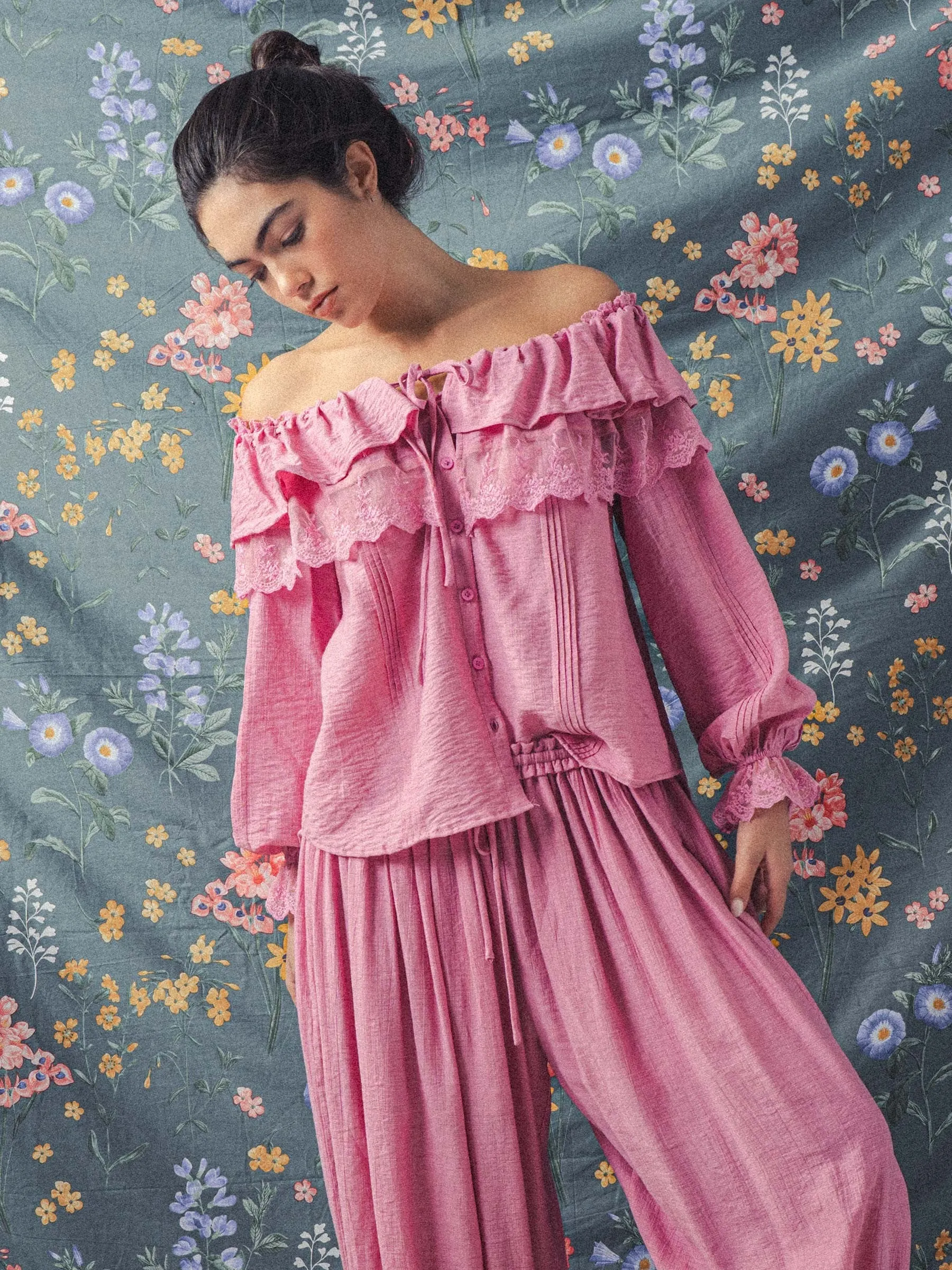 Lace Ruffled Blouse - Pink sold by Maude product image thumbnail 2