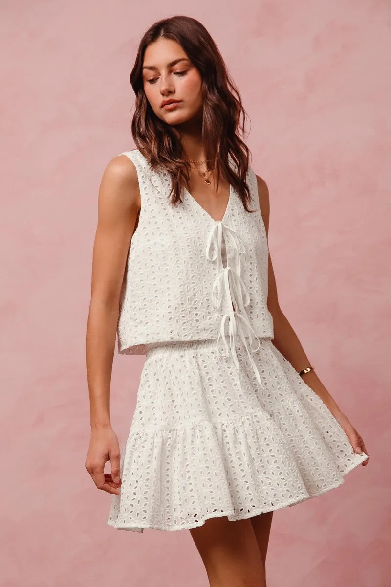 Floral Eyelet Lace Set - White sold by Maude