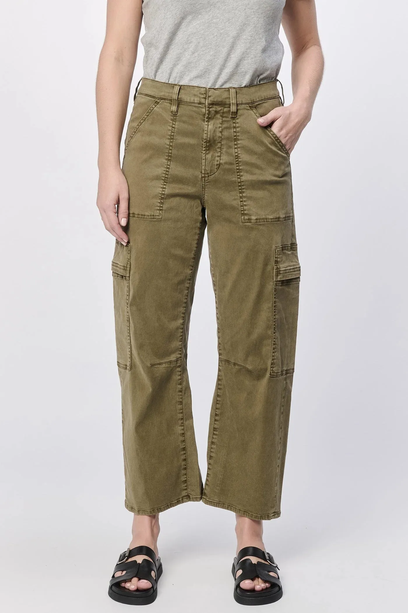 Lasso High Rise Cropped Pants - Olive sold by Maude