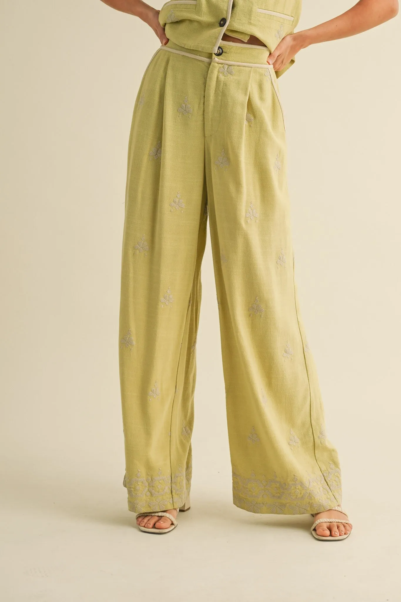 Embroidered Wide Leg Pant Set sold by Maude product image thumbnail 5