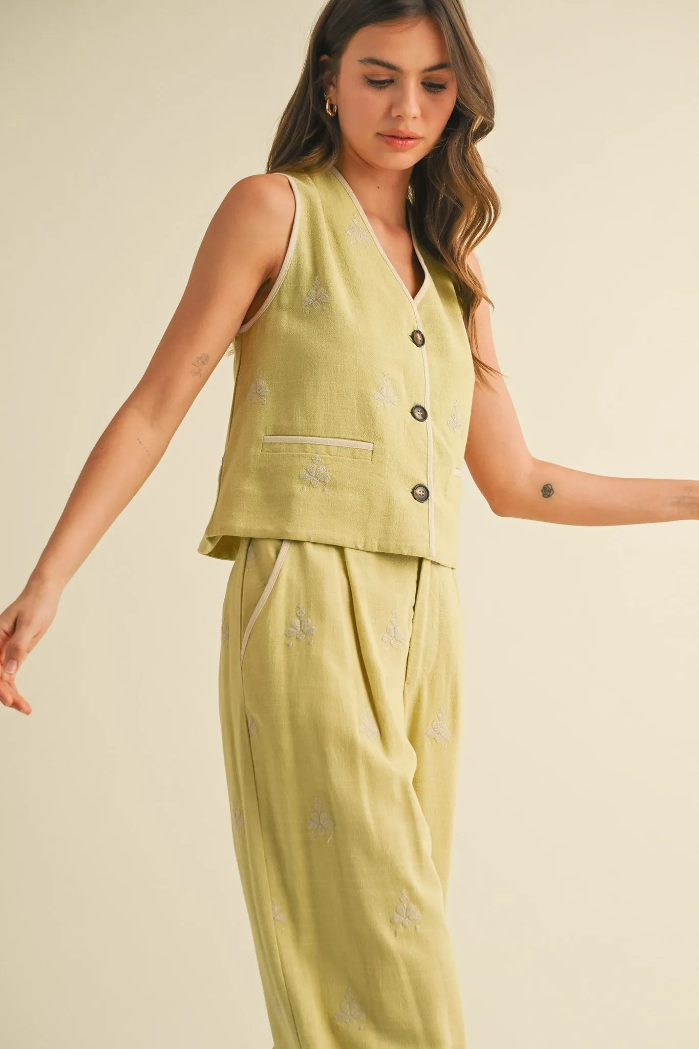 Embroidered Wide Leg Pant Set sold by Maude product image thumbnail 4