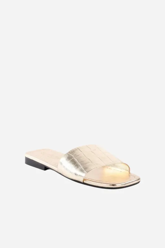 Seychelles Paris Sandals - Gold Croco sold by Maude