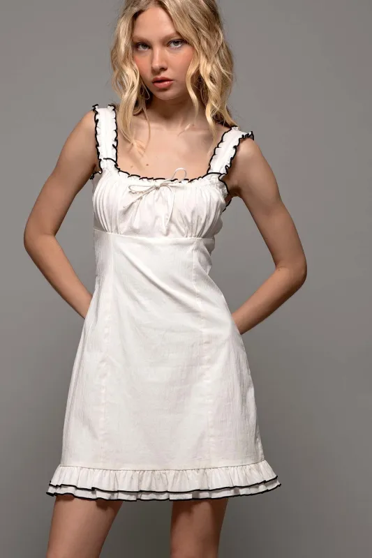 Sweet Ruffles Mini Dress - White sold by Maude
