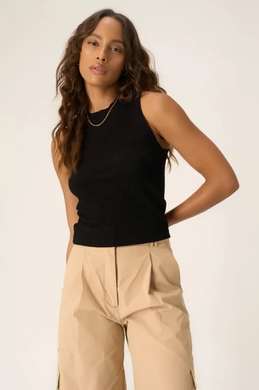 Player Racerback Ribbed Tank - Black sold by Maude