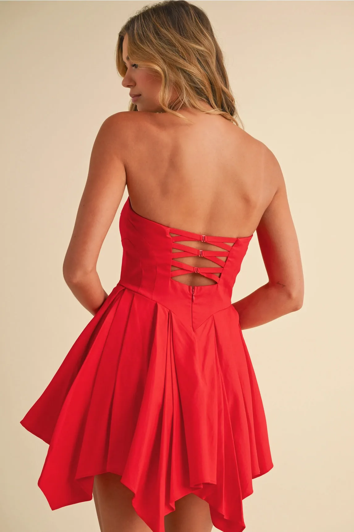 Structured Pleated Mini Dress - Red sold by Maude product image thumbnail 5