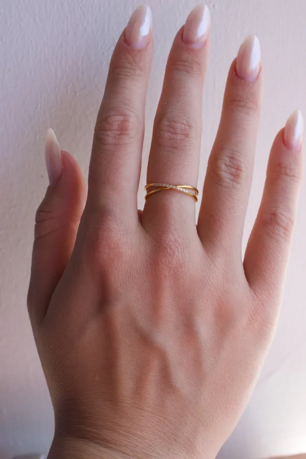 18K Ellie Double Linked Ring sold by Maude product image thumbnail 2