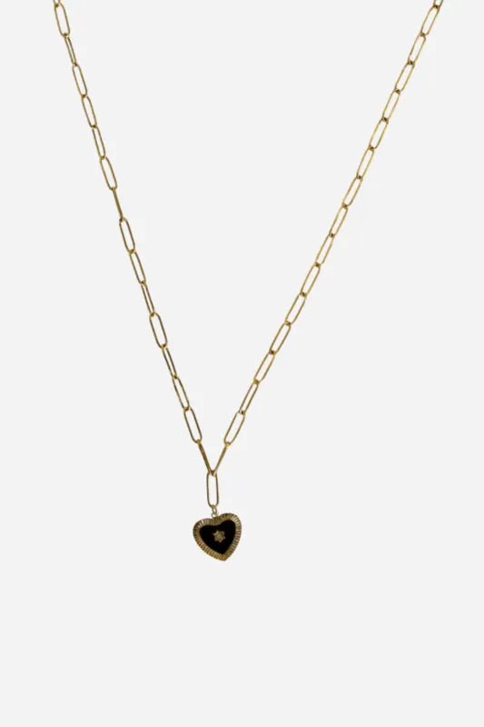 18K Black Heart Necklace sold by Maude