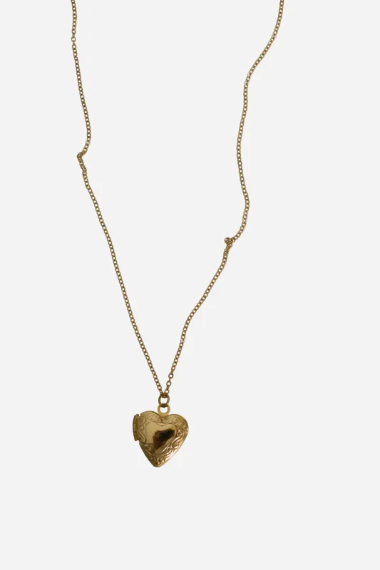 18K Small Locket Heart Necklace sold by Maude