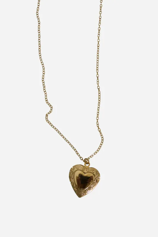 18K Large Locket Heart Necklace sold by Maude