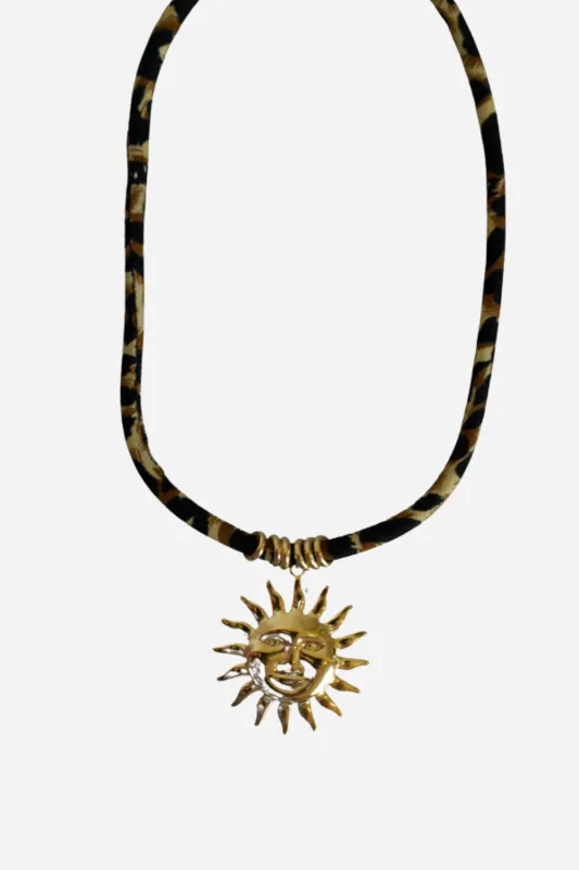 18K Sun Charm Statement Necklace sold by Maude
