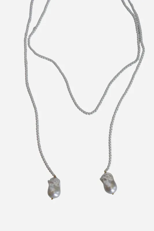 18K Pearl Lariat Necklace sold by Maude