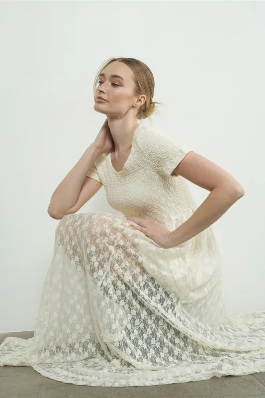 Floral Lace Maxi Dress - Cream sold by Maude