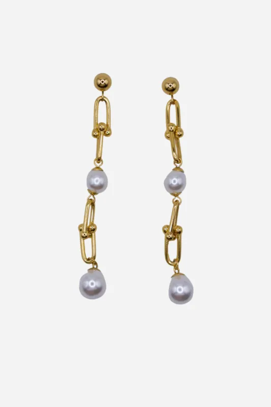 18K Pearl Chain Earrings sold by Maude