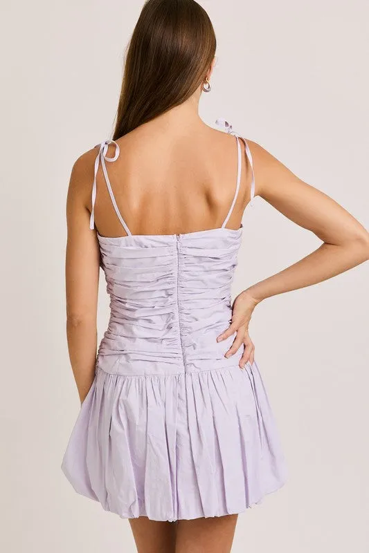 Tie Shoulder Bubble Hem Mini Dress - Lavender sold by Maude product image thumbnail 3