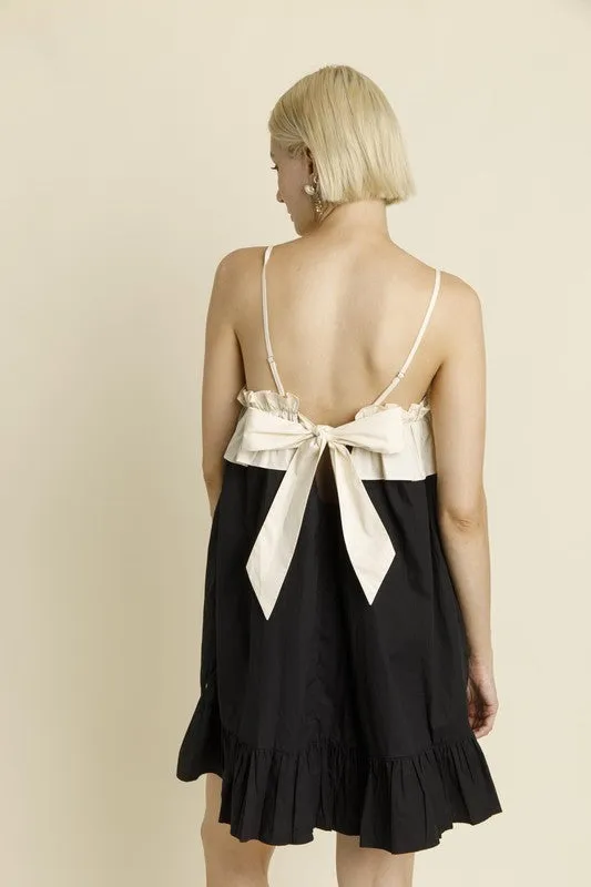 Color Block Ruffle Mini Dress - Black sold by Maude product image thumbnail 4