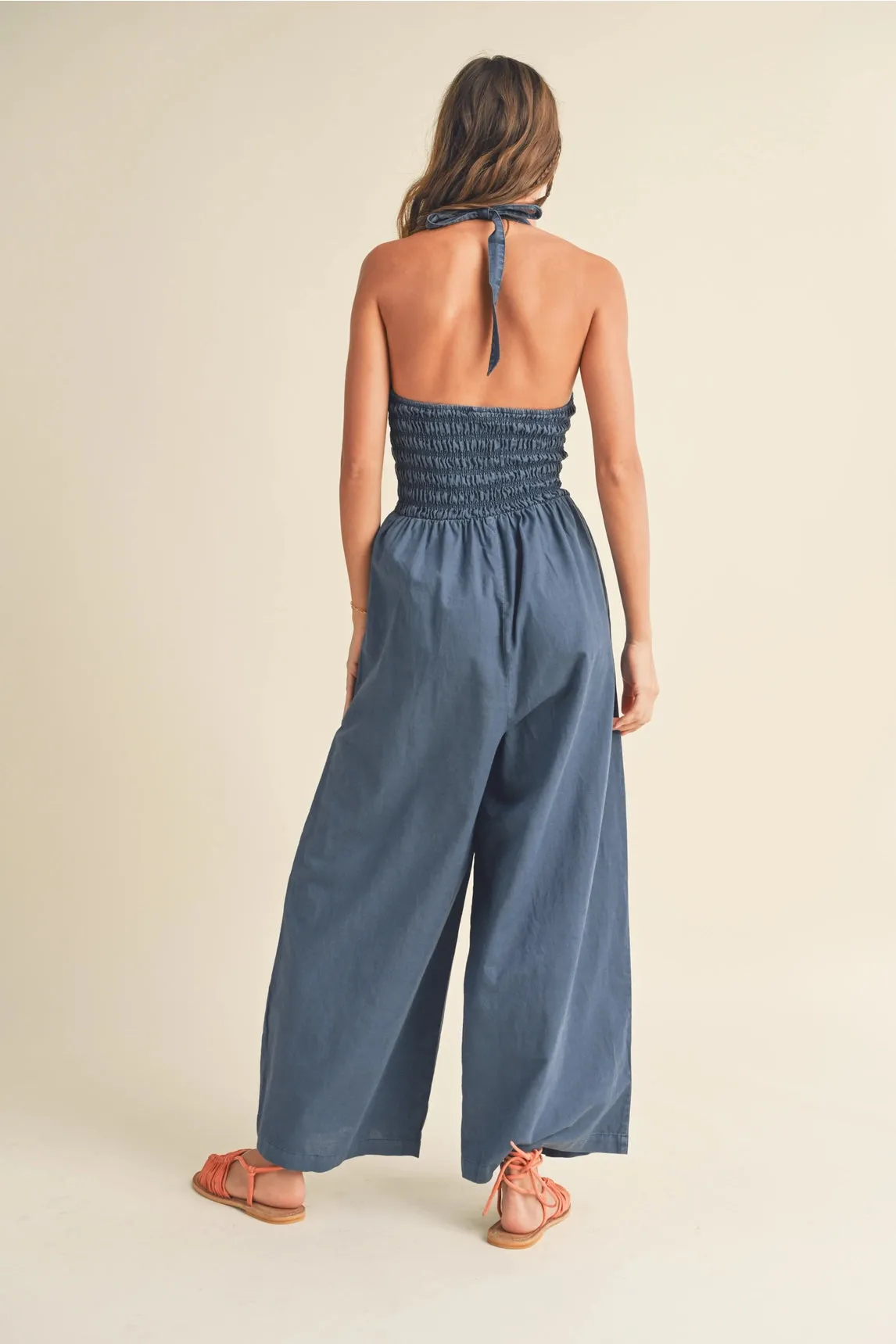 Smocked Denim Jumpsuit - Blue sold by Maude product image thumbnail 2