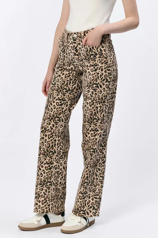 Taylor Straight Leg Jeans - Leopard sold by Maude