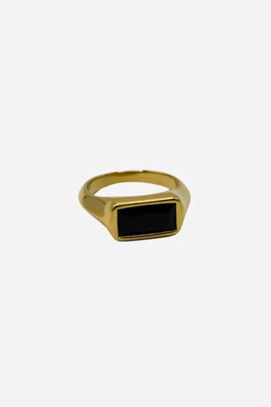 18K Sophia Black Stone Ring sold by Maude