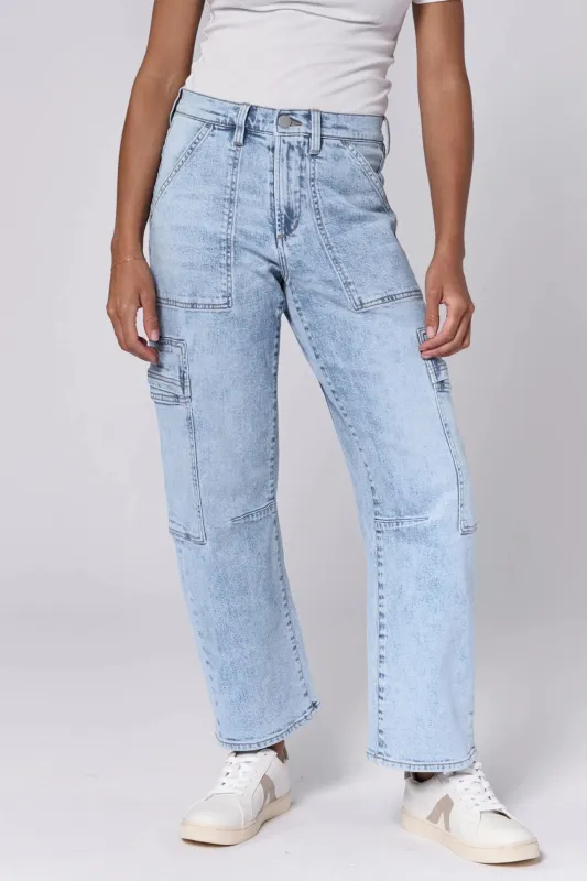 Lasso High Rise Cropped Jeans - Tejano Blue sold by Maude