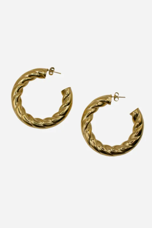 18K Freya Twisted Hoop Earrings sold by Maude