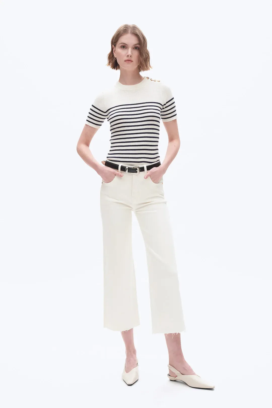 High Rise Wide Leg Denim Jeans sold by Maude