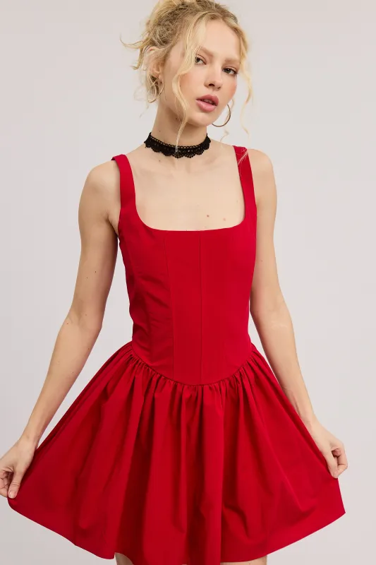 Kasey Corset Mini Dress - Red sold by Maude