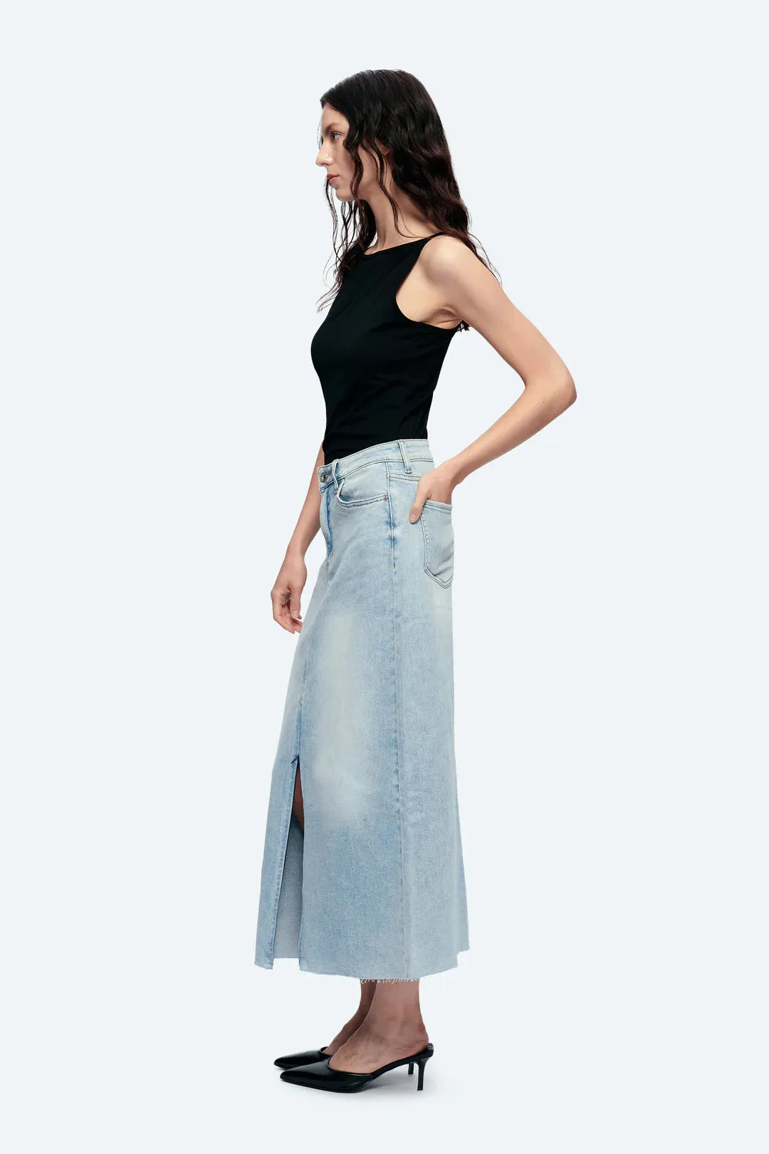 Denim Midi Skirt sold by Maude product image thumbnail 3