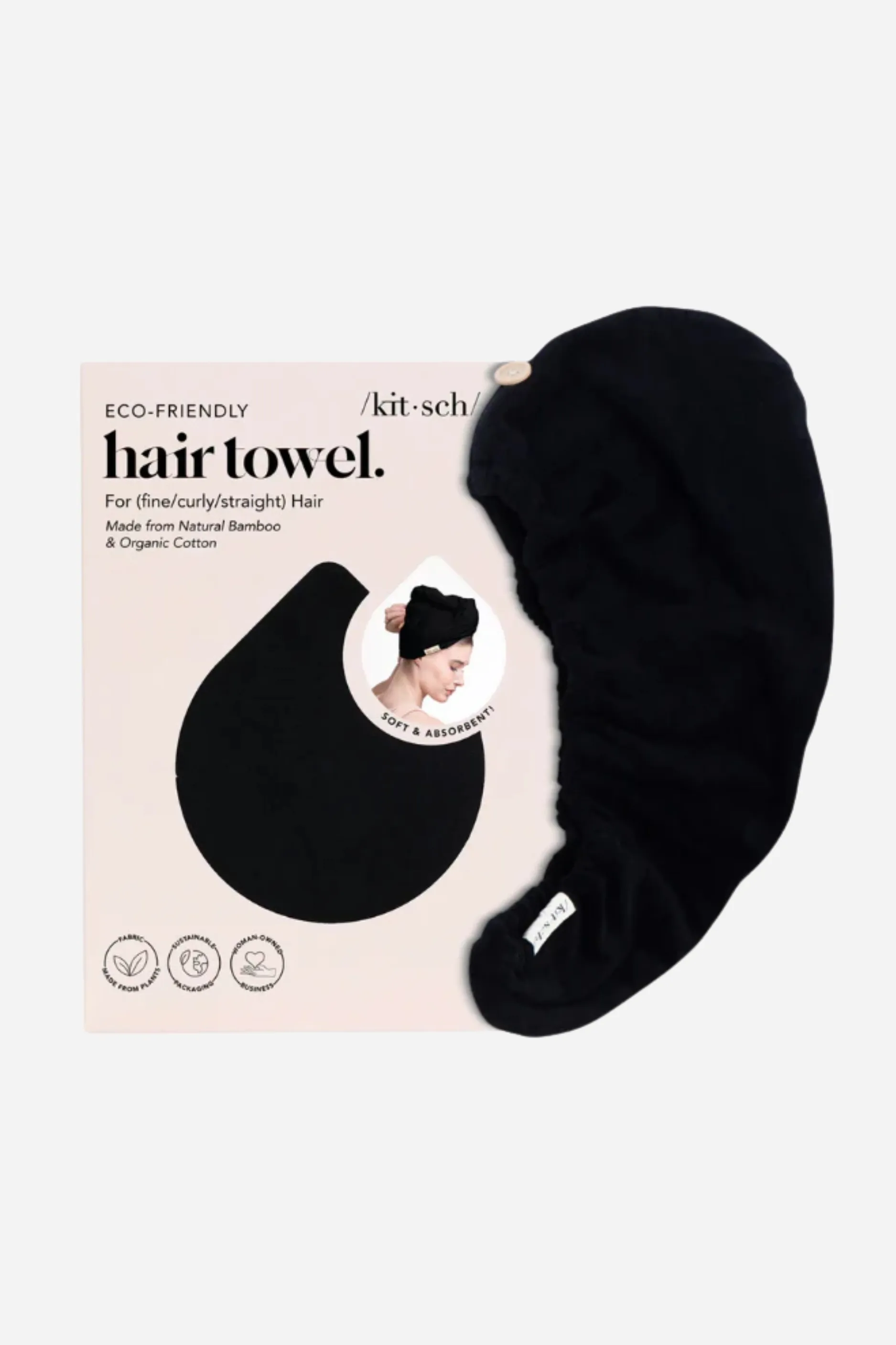 KITSCH - Eco-Friendly Hair Towel - Black sold by Maude