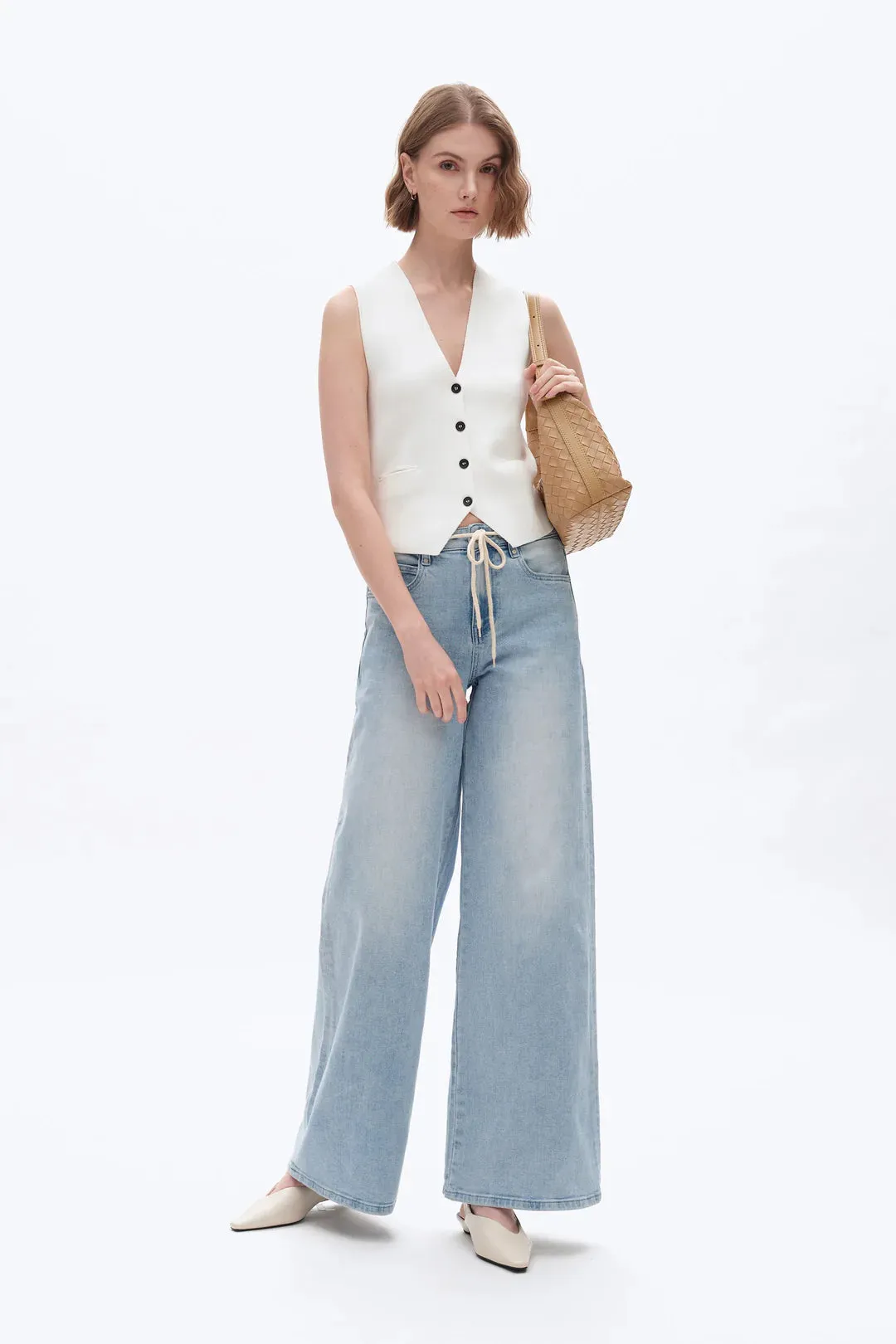 Drawstring Baggy Denim Jeans sold by Maude