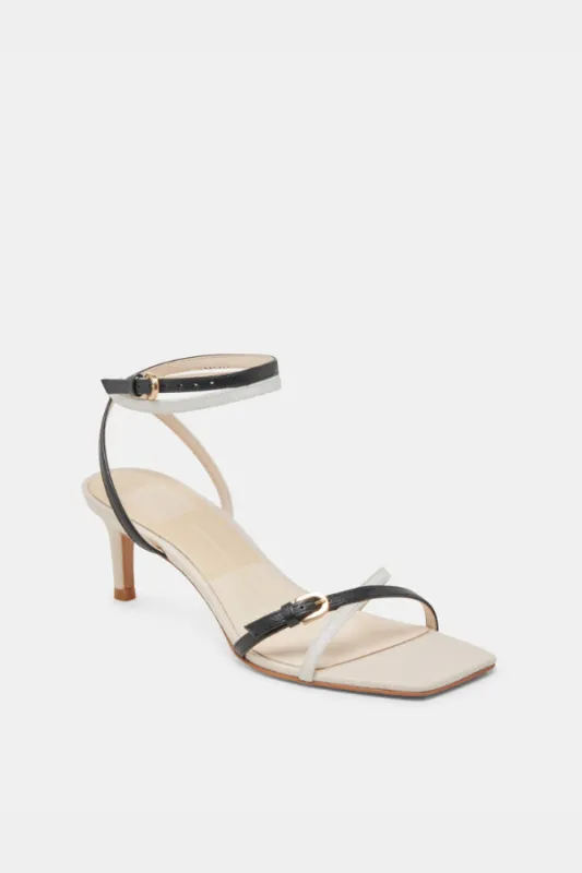 Dolce Vita Bamby Heels - White/Black Leather sold by Maude