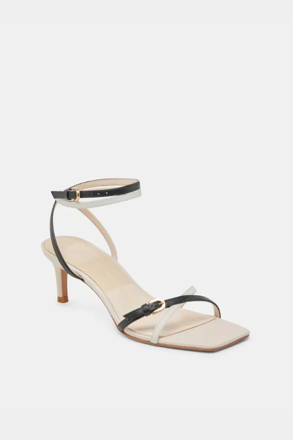 Dolce Vita Bamby Heels - White/Black Leather sold by Maude
