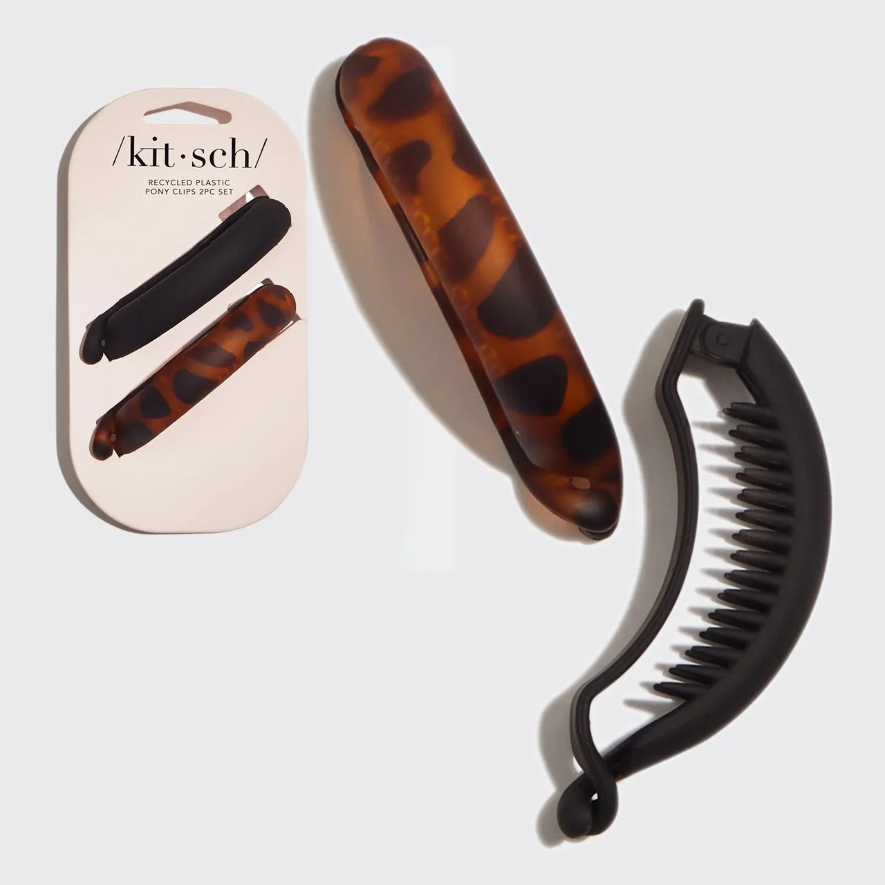 KITSCH - Recycled Plastic Pony Clips 2pc- Black & Tort sold by Maude product image thumbnail 4