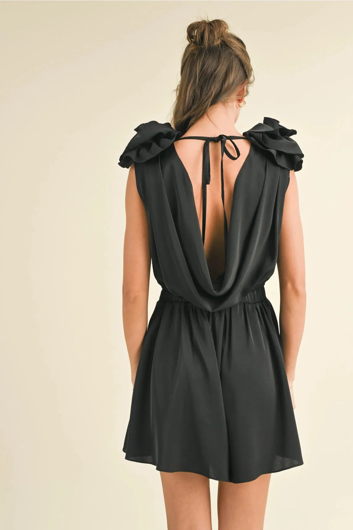 Rosette Cowl Neck Romper - Black sold by Maude product image thumbnail 5