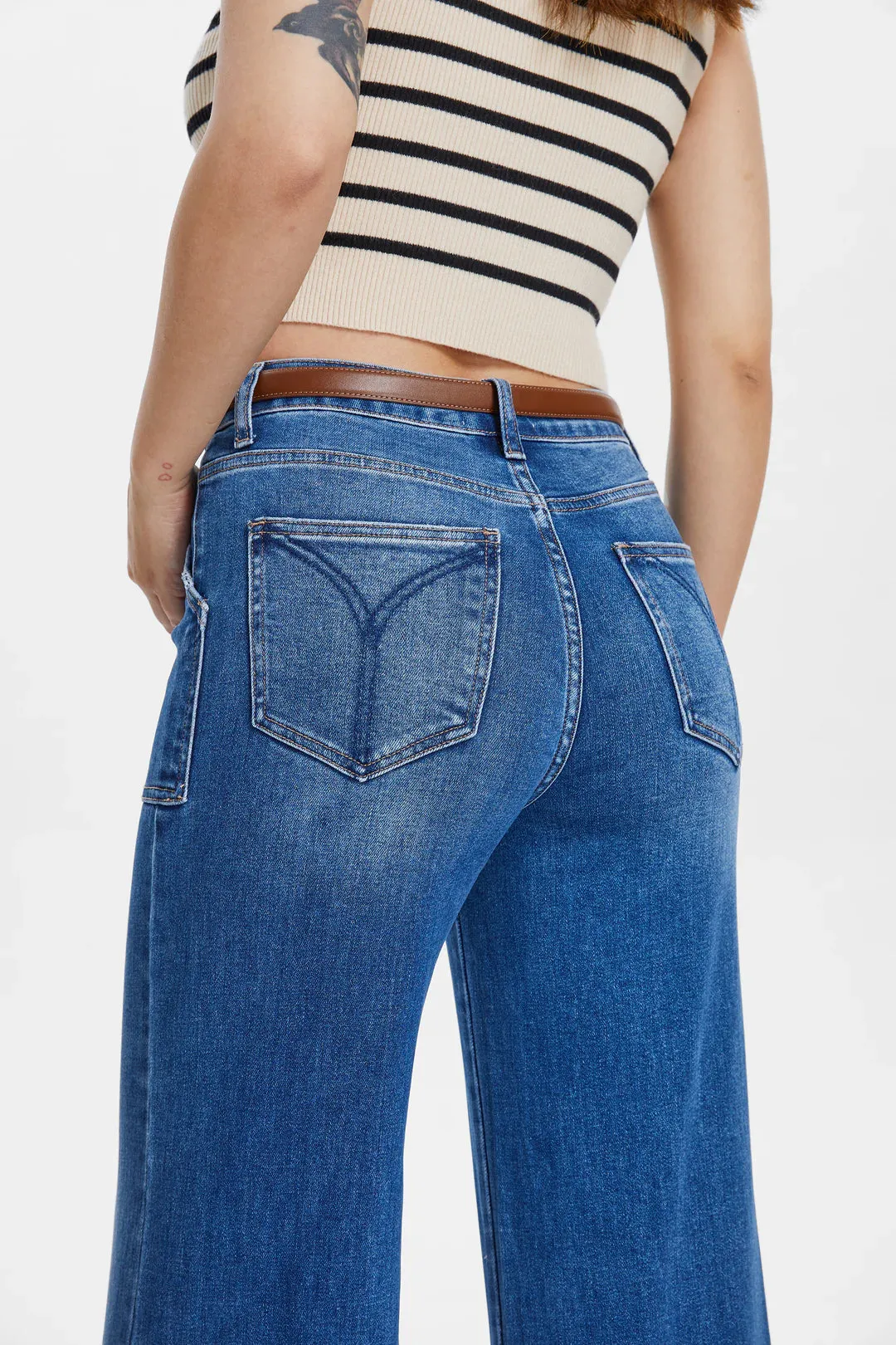 Utility Patch Pocket Wide Leg Jeans - Dark Indigo sold by Maude product image thumbnail 4