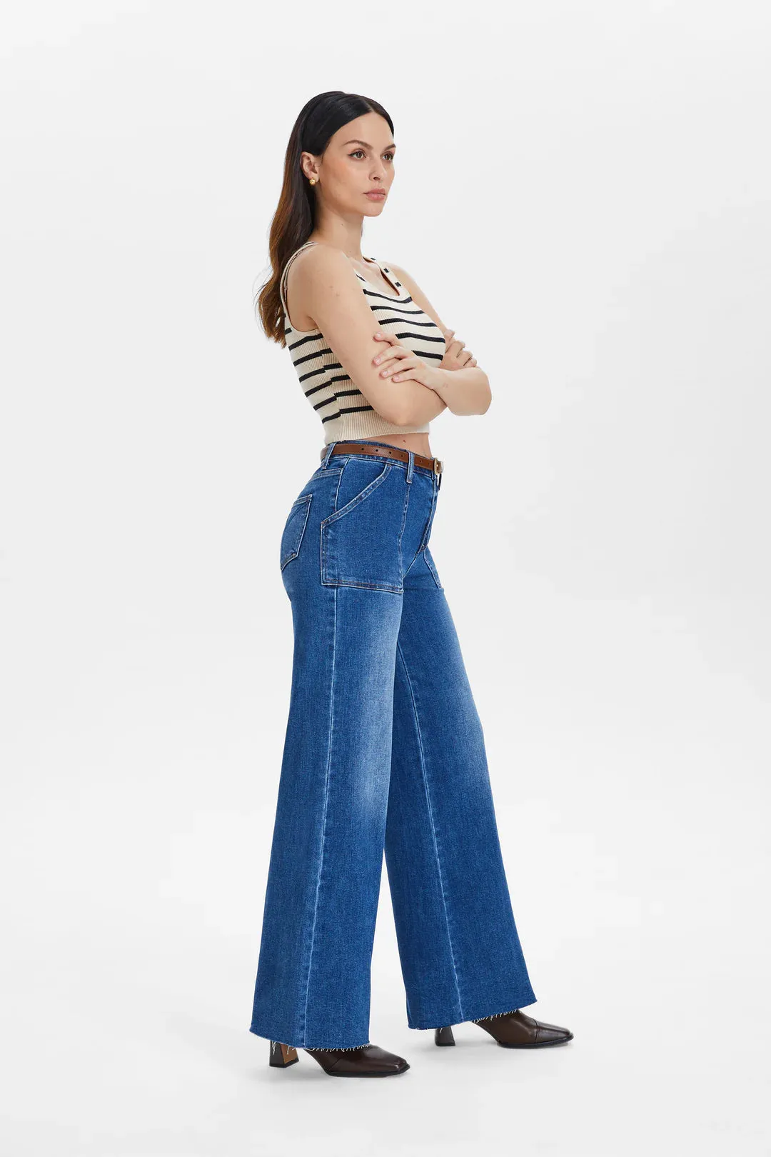 Utility Patch Pocket Wide Leg Jeans - Dark Indigo sold by Maude product image thumbnail 2