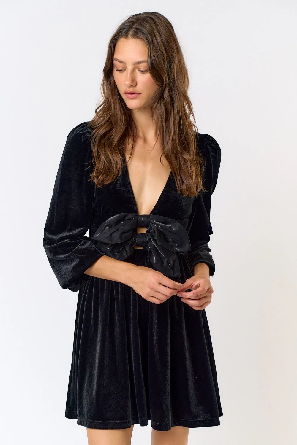 Velvet Bow Mini Dress sold by Maude product image thumbnail 2