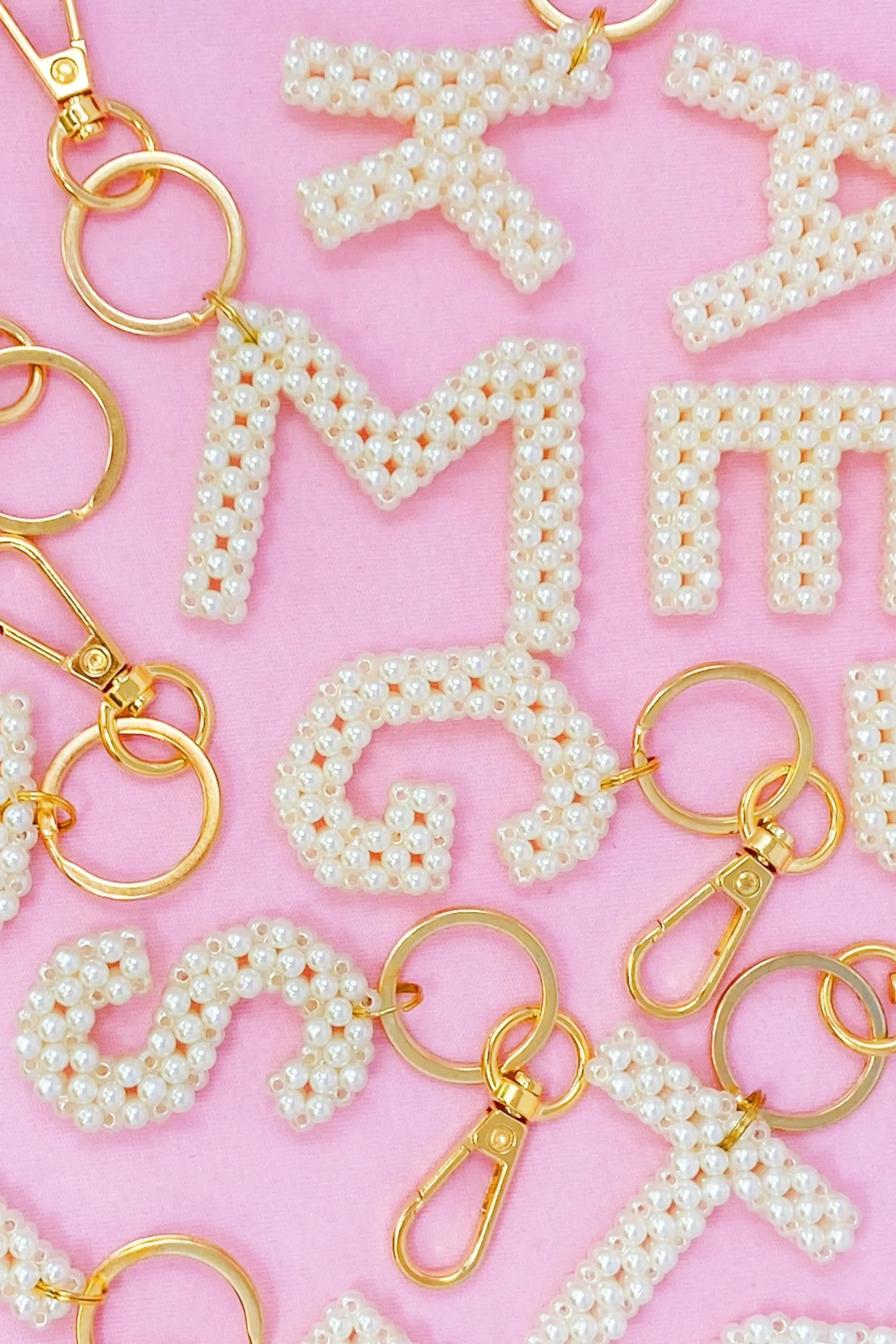 Retro Pearl Initial Key Chain sold by Maude