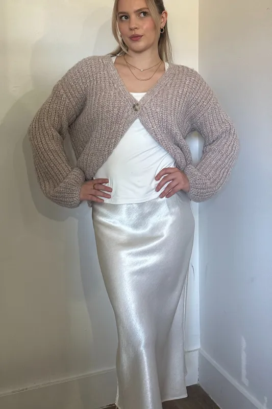 High Waisted Satin Midi Skirt sold by Maude