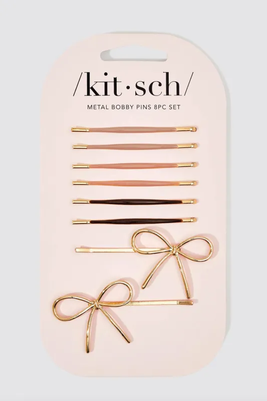 KITSCH Metal Enamel Bow Bobby Pin Set - 8 pc sold by Maude