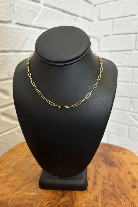 18K Mini Paperclip Chain Necklace sold by Maude