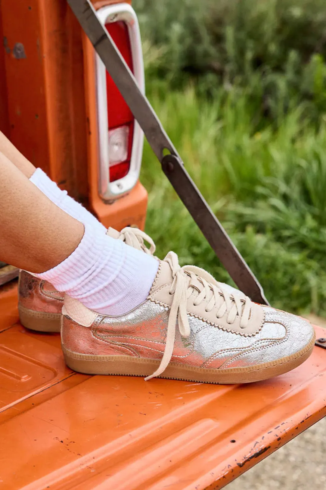 Dolce Vita Notice Sneaker - Silver Distressed Leather sold by Maude product image thumbnail 2