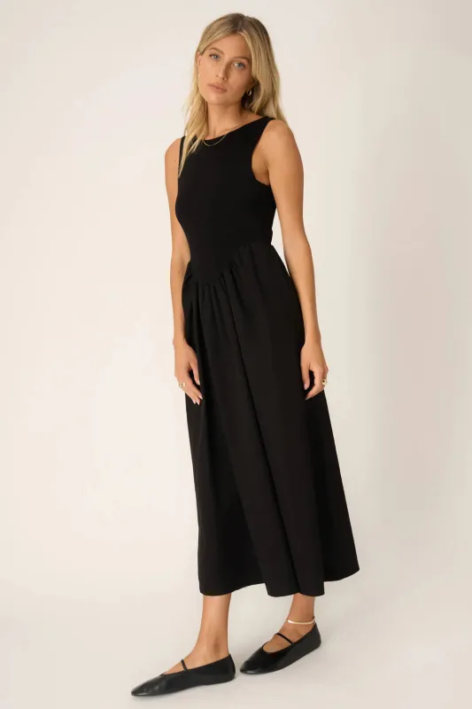 Corinne Mixed Fabric Tank Dress sold by Maude