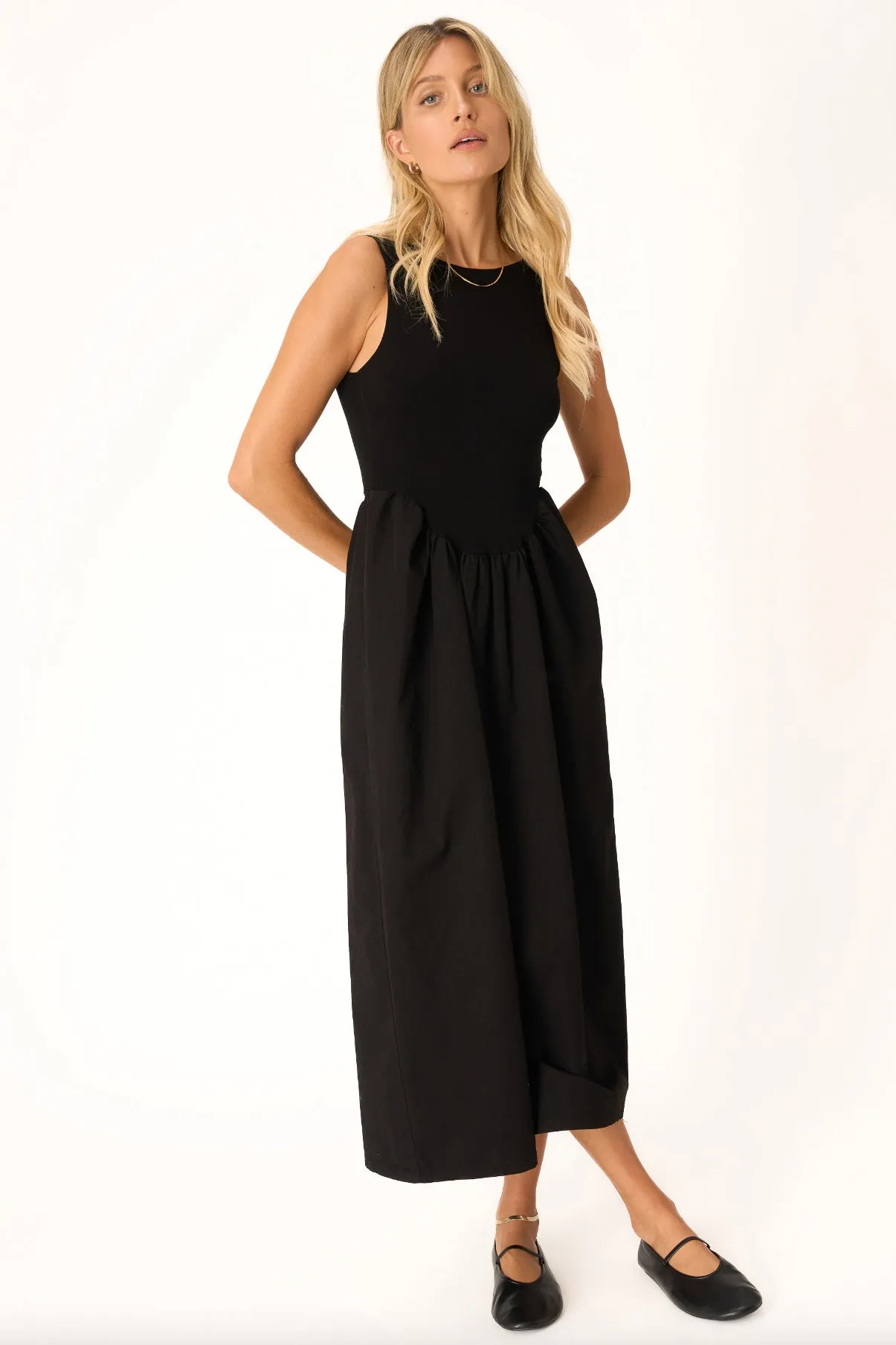 Corinne Mixed Fabric Tank Dress sold by Maude product image thumbnail 2