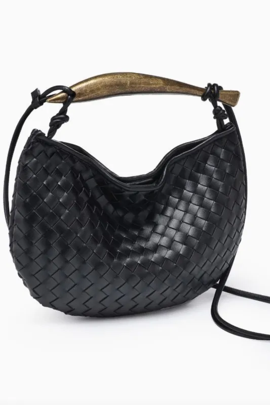 Uma Woven Crossbody Purse - Black sold by Maude