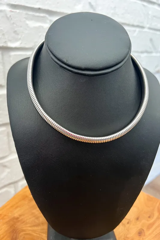 18K Mariah Thick Choker Necklace - Silver sold by Maude