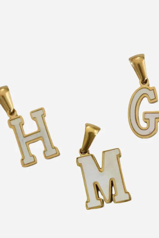 FARRAH B White Initial Charm sold by Maude