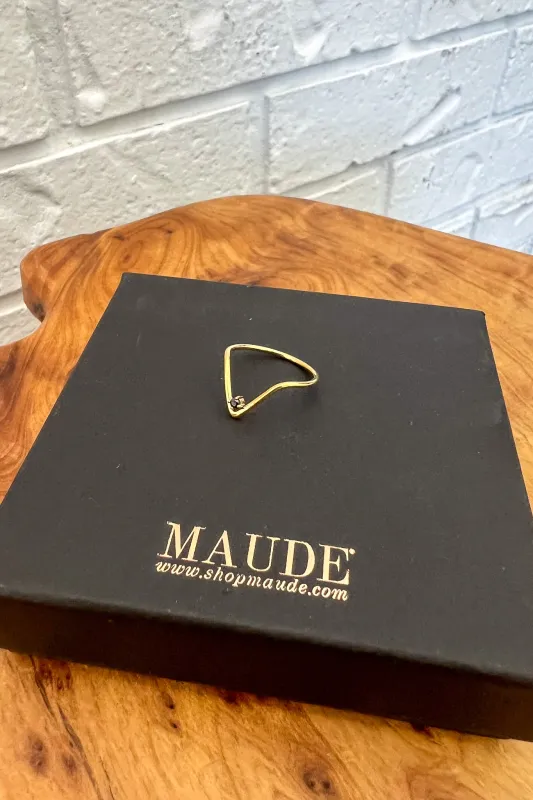 18K Black Diamond V Ring sold by Maude