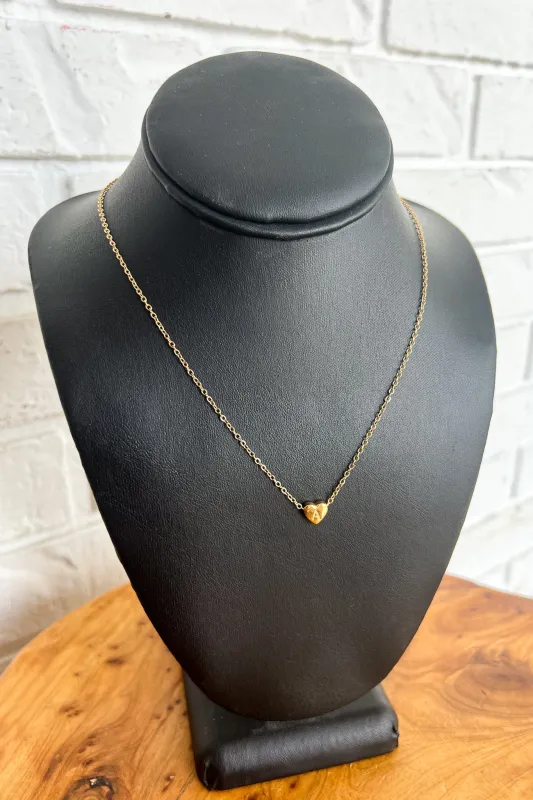 18K Mini Heart Initial Necklace sold by Maude